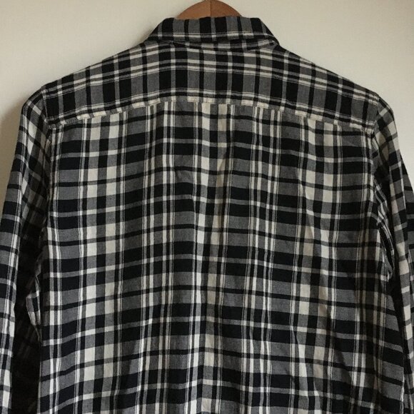 Chaps Ralph Lauren Black and White Plaid Flannel Cotton Button Down Shirt - Picture 4 of 15